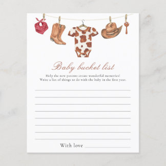 Papier Cowboy baby shower - Baby bucket list