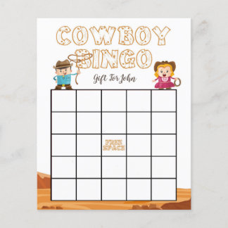 Papier Cowboy & Cowgirl western baby shower bingo pour en