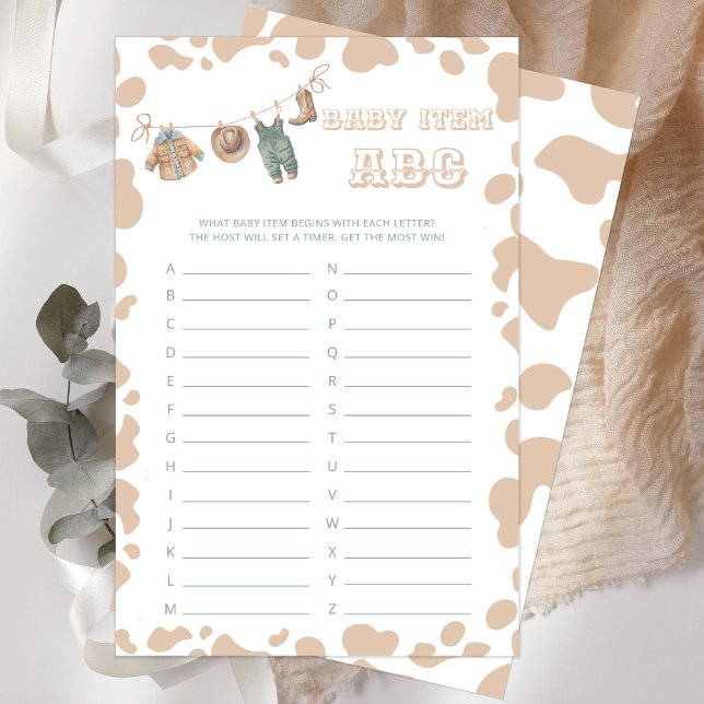 Papier Cowboy Western Baby shower article ABC jeu (Créateur téléchargé)
