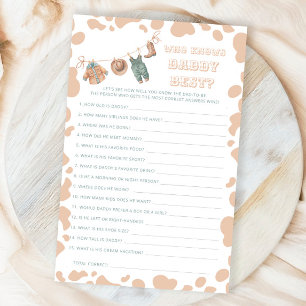 Papier Cowboy Western Baby shower Qui Connaît Daddy Best