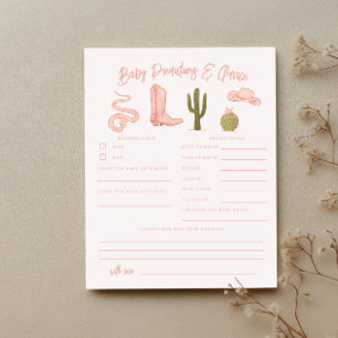 Papier Cowgirl Shower Baby Predictions & Conseils Card
