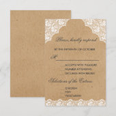 Papier Craft Mariage Dentelle Vintage RSVP (Devant / Derrière)