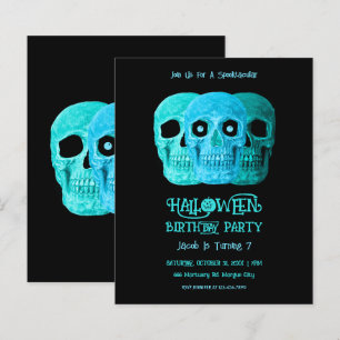 Papier Crâne drôle Gothique Bleu Turquoise Halloween Budg