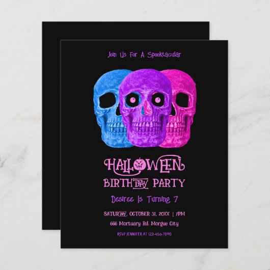 Papier Crâne drôle Gothique rose Halloween Budget d'anniv (Devant / Derrière)