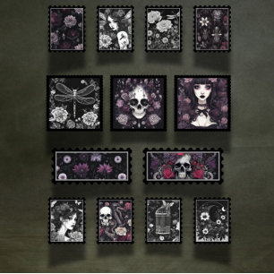 Papier Crâne gothique et bugs Scrapbook Ephemera timbres 