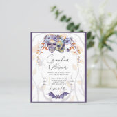 Papier Crâne gothique Faire-part de mariage violet orange (Debout devant)