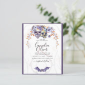 Papier Crâne gothique Faire-part de mariage violet orange (Debout devant)