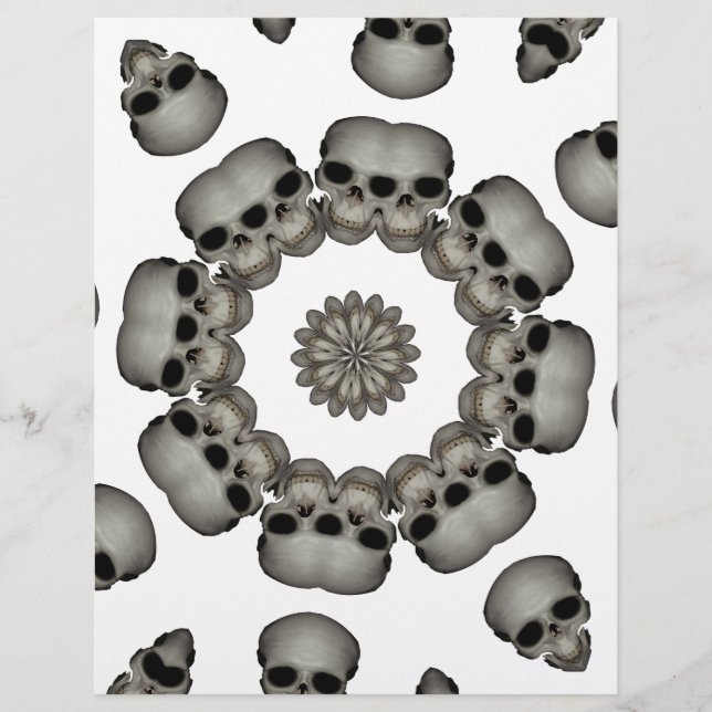 Papier Crâne Humain Effrayant Mandala (Devant)