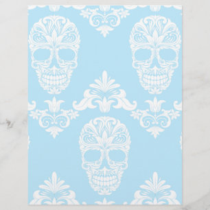 Papier crâne victorien bleu