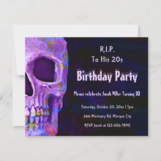 Papier Crâne violet fête d'anniversaire RIP à son budget (Devant)