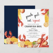 Papier Crawfish Boil Script Engagement Party Invitation (Devant / Derrière)