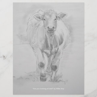 Papier Crayon Dessin d'une vache marchant vers vous