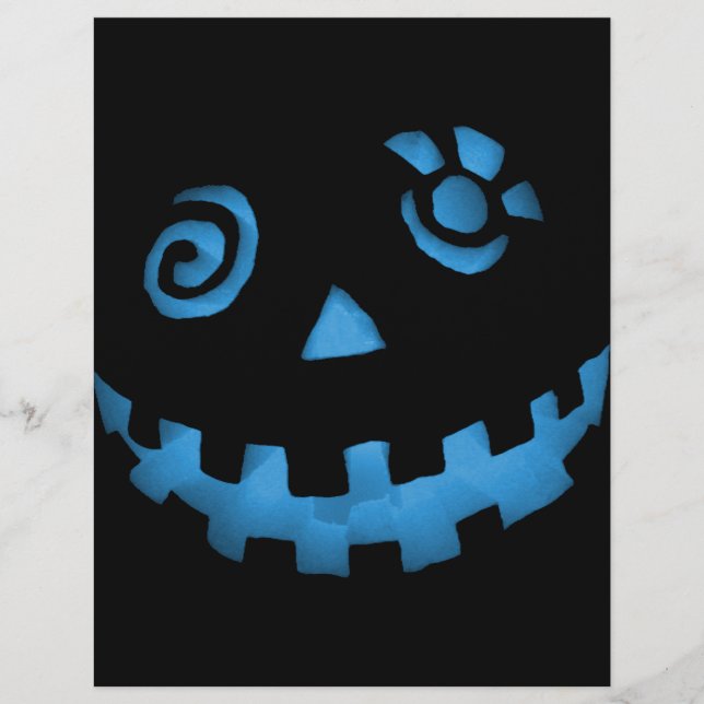 Papier Crazy Jack-o'-lantern Citrouille Face Bleu (Devant)