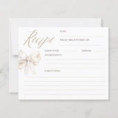 Papier Cream Bow Elegant Bridal Shower Recipe Cards (Devant)