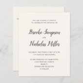 Papier Cream FAIBLE COÛT Simple manuscrite minima Mariage (Devant / Derrière)