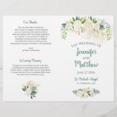 Papier Cream White Roses Gold Parties scintillant Program (Devant)