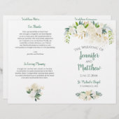 Papier Cream White Roses Gold Parties scintillant Program (Devant / Derrière)