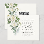 Papier Creamy Floral Eucalyptus Wedding Save the date (Devant / Derrière)