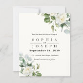 Papier Creamy Floral Eucalyptus Wedding Save the date (Devant)