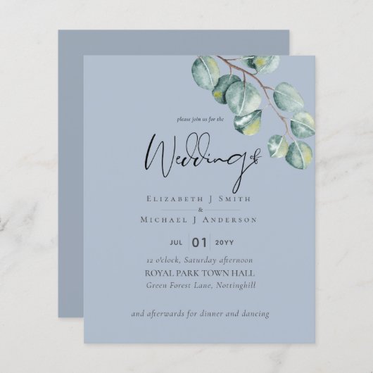 Papier Créez votre propre Mariage de verdure Eucalyptus p (Devant / Derrière)