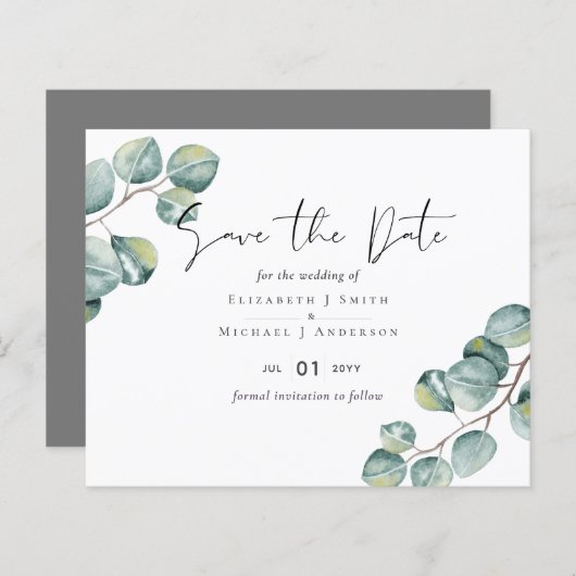 Papier Créez votre propre Mariage de verdure Eucalyptus p (Devant / Derrière)