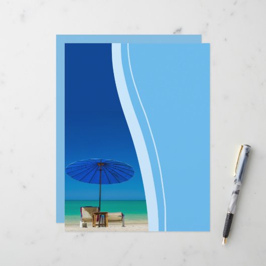 Papier Créez votre propre thème de plage Bleu (Devant/Arrière en situation)