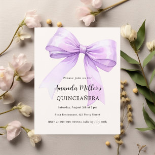 Papier Crème arc lavande Quinceanera invitation