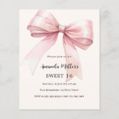 Papier Crème arc rose élégant SWEET 16 invitation (Devant)