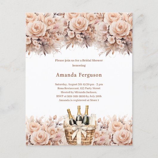 Papier Crème beige rose bulle de douche nuptiale invitat (Devant)