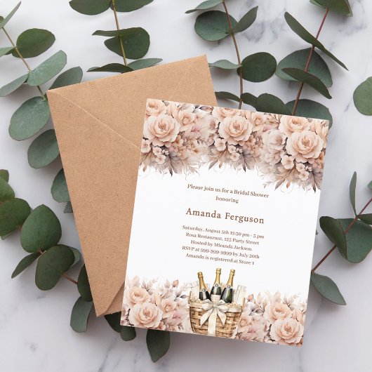 Papier Crème beige rose bulle de douche nuptiale invitat