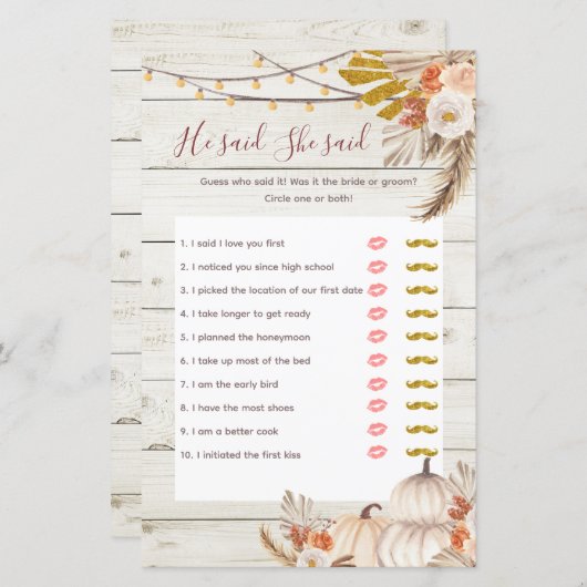 Papier Crème blanche en bois rustique Il a dit qu'elle a  (Devant / Derrière)