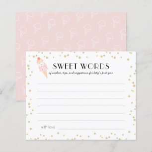 Papier Crème de glace Baby shower rose doux mots de sages