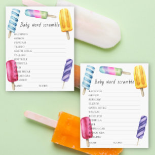 Papier Crème glacée baby shower Word jeu de brouillage