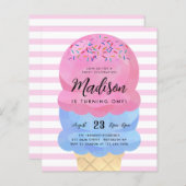 Papier Crème glacée Budget Blush Pink Blue Cone Enfant An (Devant / Derrière)