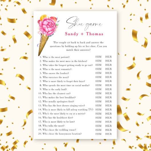 Papier Crème glacée - Chaussure jeu de douche nuptiale