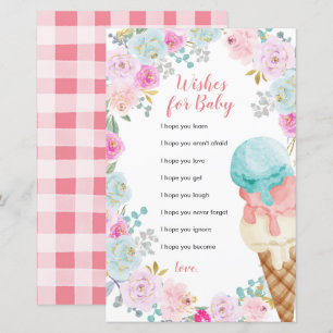 Papier Crème glacée Pastel Fleurs Voeux pour Baby Card
