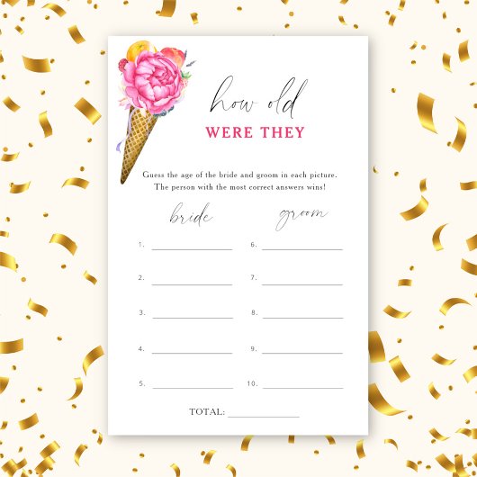 Papier Crème glacée - Quel âge avaient-ils la mariée jeu