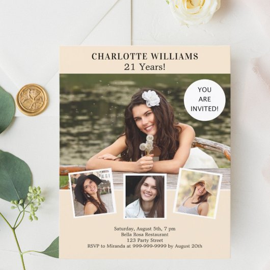Papier Crème ivoire collage photo invitation anniversaire
