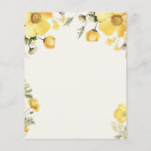 Papier Crème Jaune Floral Mariage Budget Invitation (Dos)
