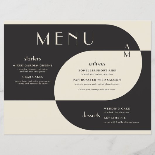 Papier Crème noire Mariage Art déco vintage (Devant)