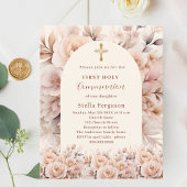 Papier Crème pêche rose arche première communion invitati