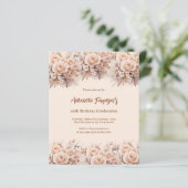 Papier Crème pêche rose or fleurons d'anniversaire invita (Debout devant)