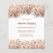 Papier Crème pêche roses floraux invitation anniversaire (Devant)