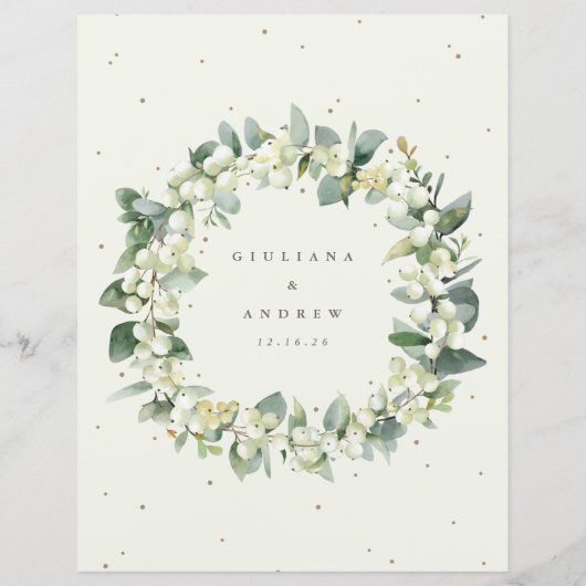 Papier Crème Snowberry+Eucalyptus Mariage Boissons/Bar Me (Dos)