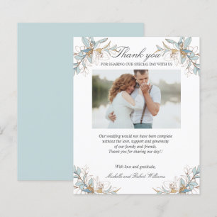 Papier Crest Gold et bleu Mariage photo MERCI