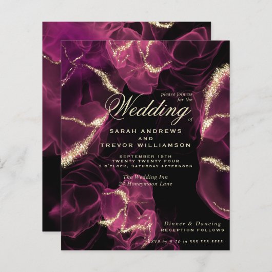 Papier Crimson Mariage Budget Berry Encre (Devant / Derrière)