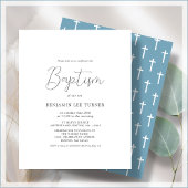 Papier Croix bleue Dusty | Invitation budgétaire du baptê