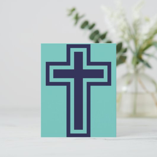 Papier Croix chrétienne bleue différentes variantes (Debout devant)