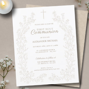 Papier Croix florale budgétaire Première Sainte Communion