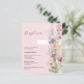 Papier Croix florale rose fille Baptême invitation (Debout devant)